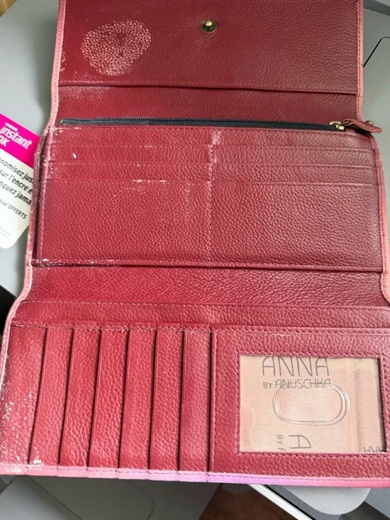 Anuschka Hand-Painted Hummingbird Floral Wallet in Pink Yellow Leather - Picture 10 of 10